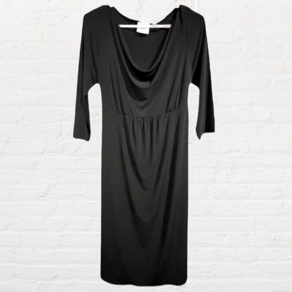 Two Hearts Maternity by Destination Maternity Black Cowl Neck Midi‎ Dress Size M - Picture 3 of 7